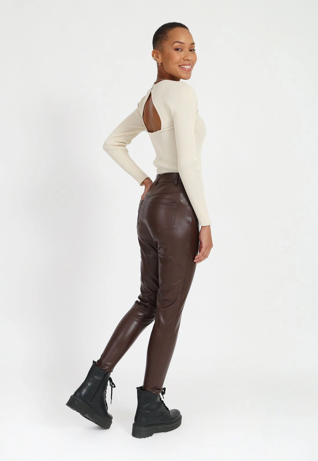 Calça Couro Sintético Skinny