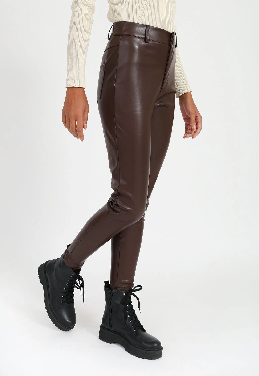 Calça Couro Sintético Skinny