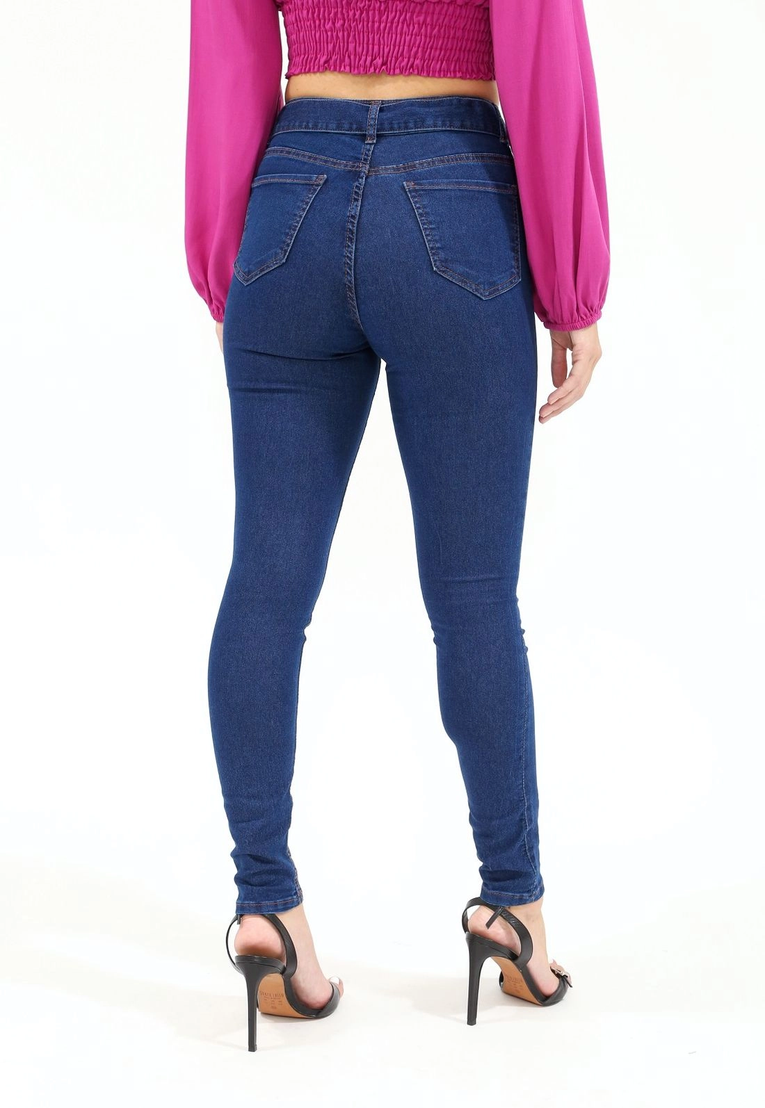 Calça Jeans Skinny Cinto Fivela Forrada