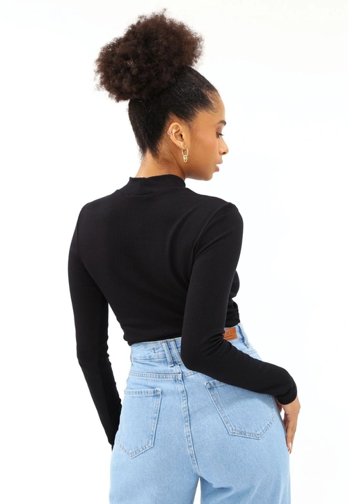 Blusa Ribana M/L Gola Alta Puxador