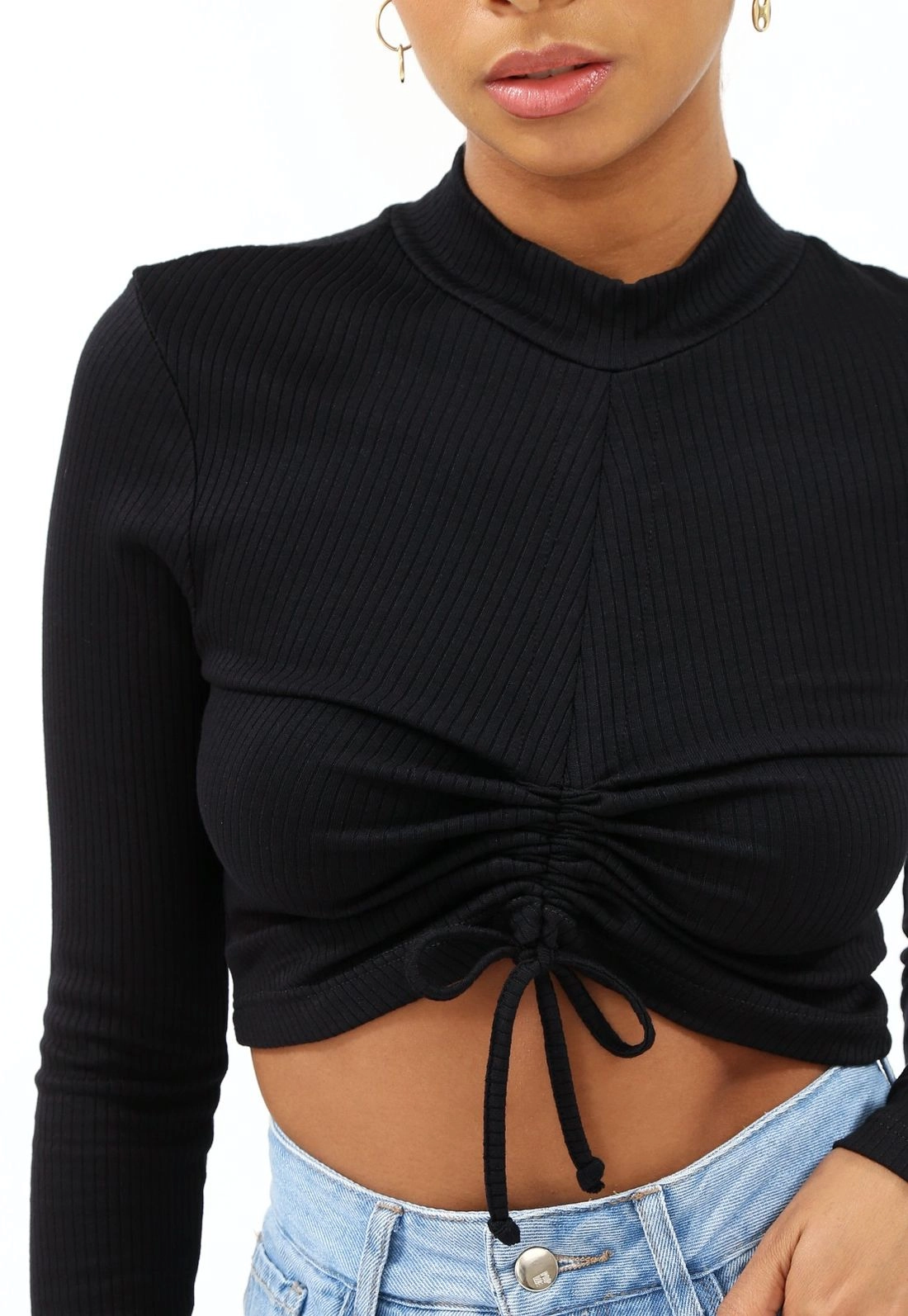 Blusa Ribana M/L Gola Alta Puxador