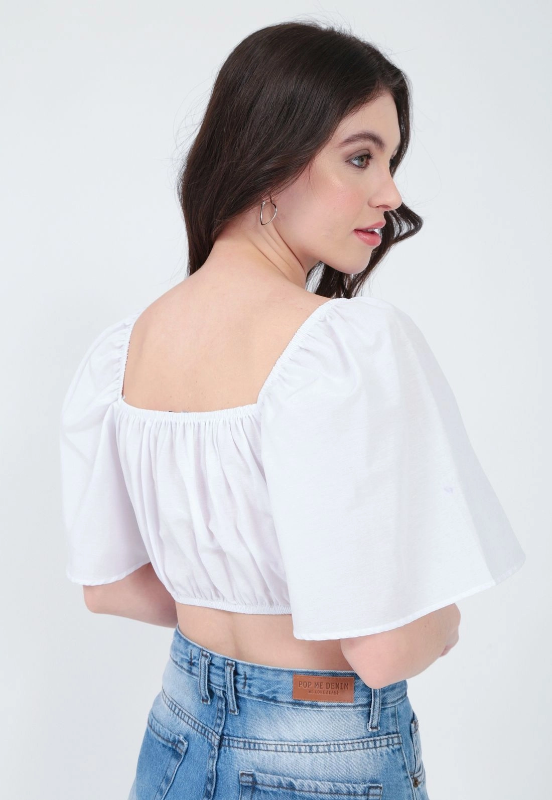 Cropped Tricoline  Decote Quadrado