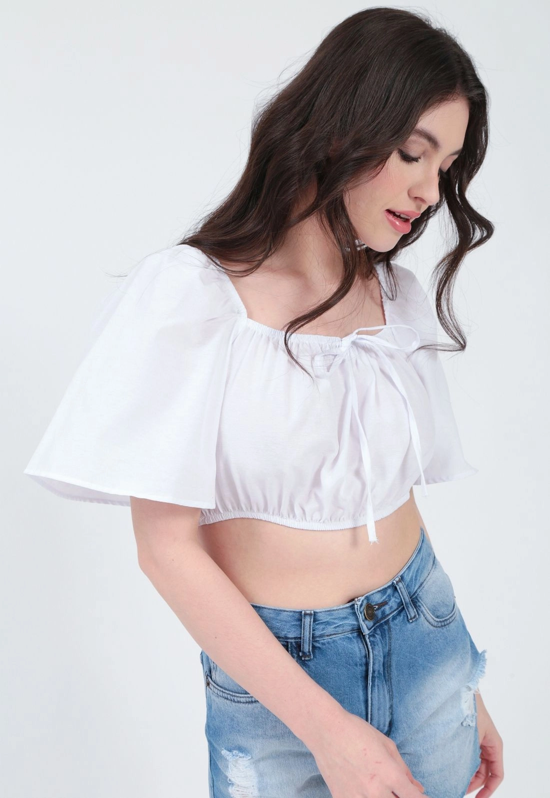 Cropped Tricoline  Decote Quadrado