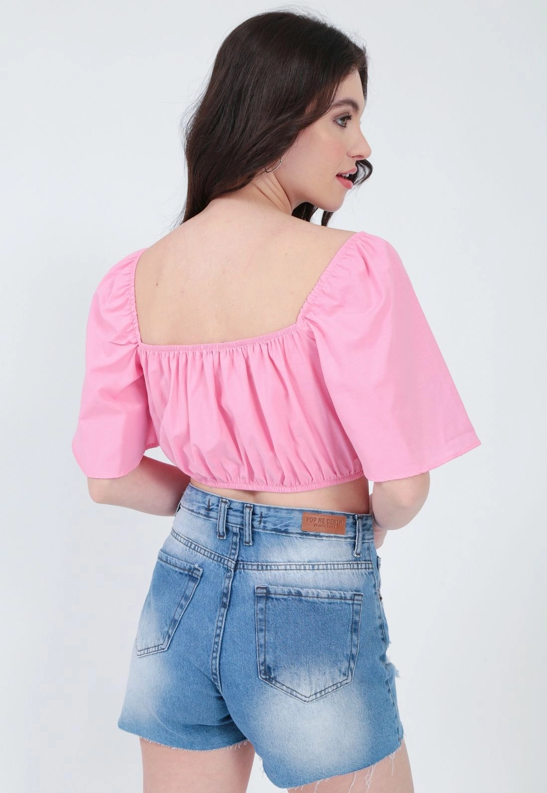 Cropped Tricoline  Decote Quadrado