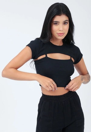 Blusa Ribana Manga Curta Top Sobreposto