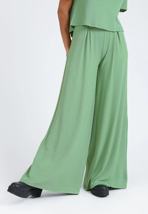 Calça Malha Vicenza Wide Leg Nervura