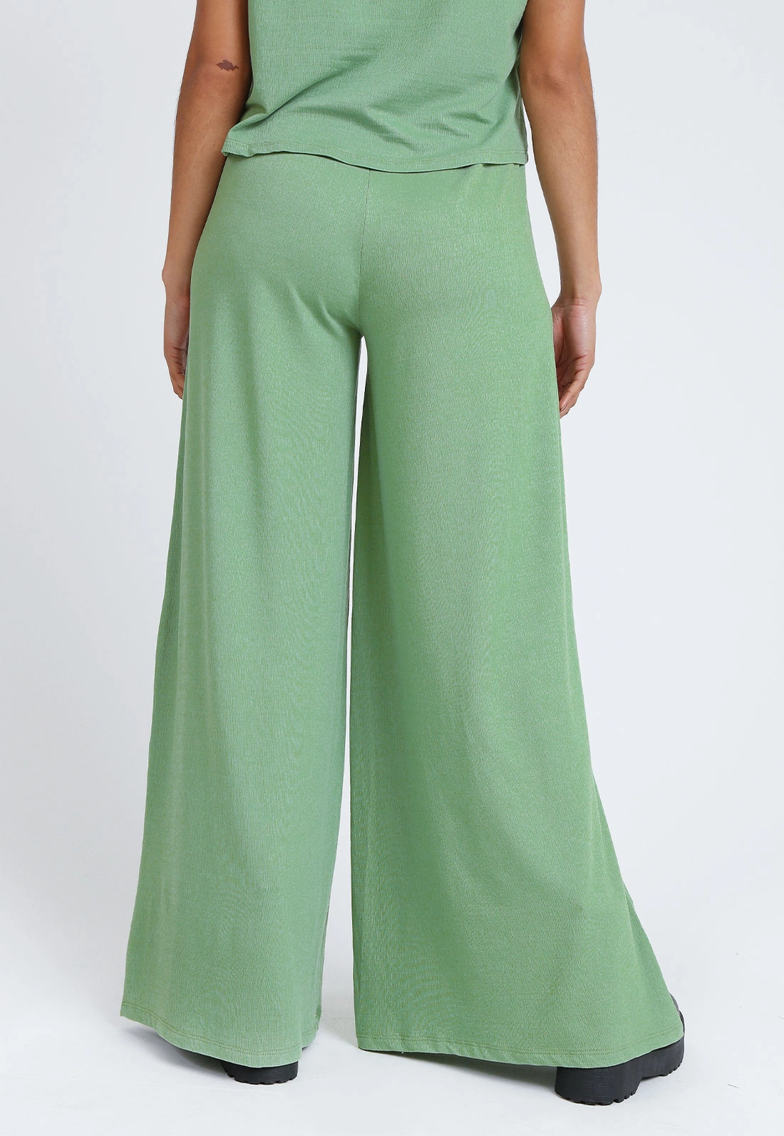 Calça Malha Vicenza Wide Leg Nervura