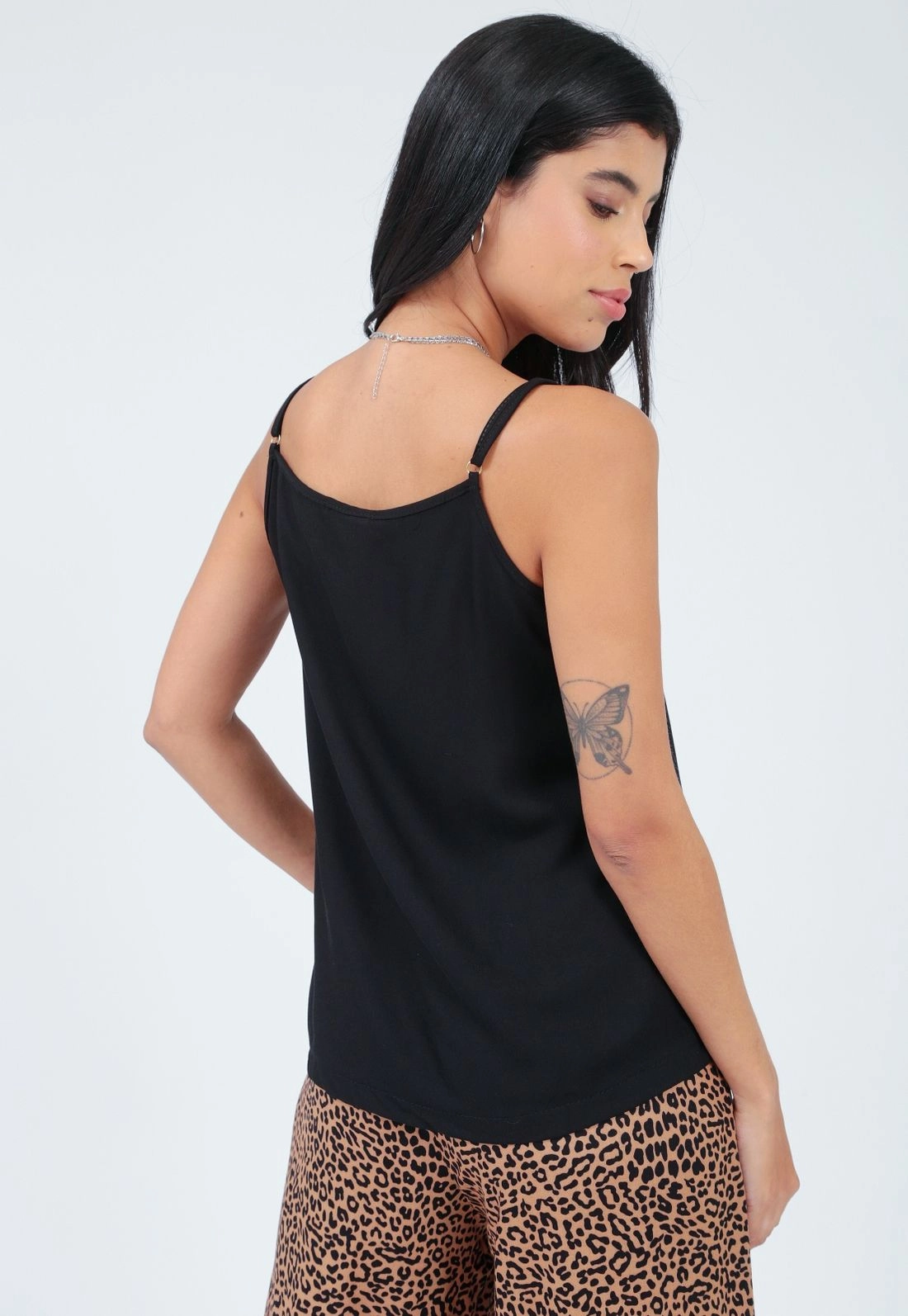 Blusa Viscose Twill Alça Miçanga