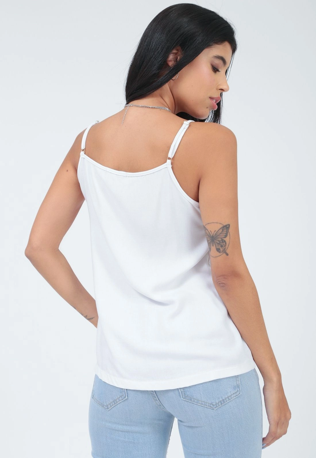 Blusa Viscose Twill Alça Miçanga