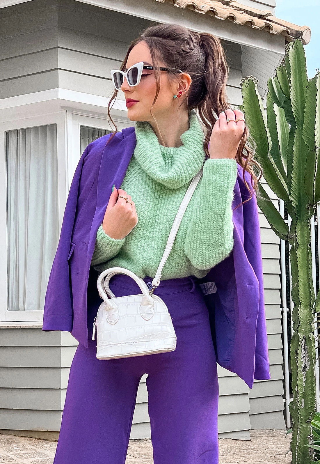 Blusa Tricô Pelinho Gola Alta
