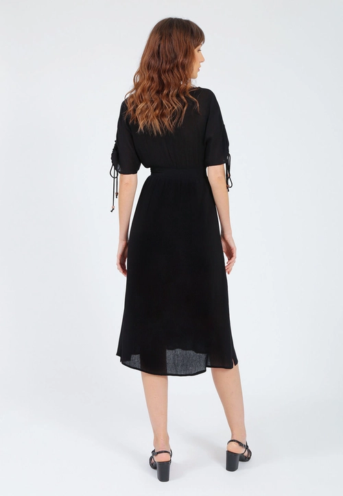 Vestido Viscose Liso Manga Curta