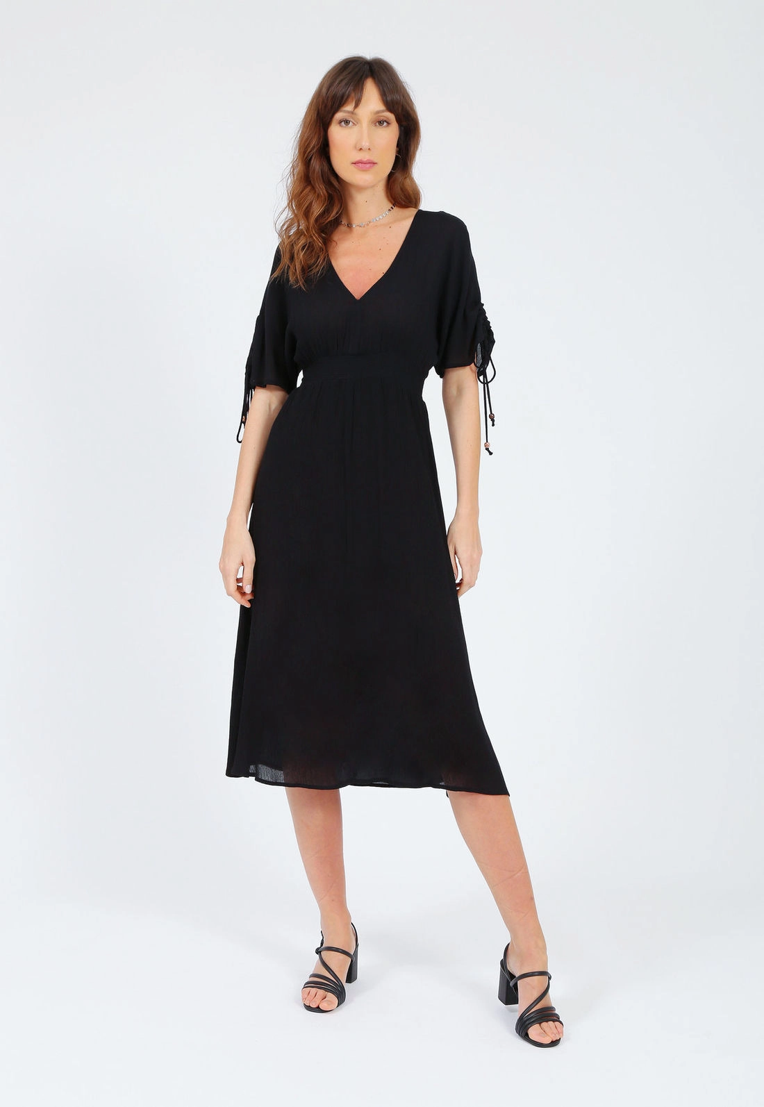 Vestido Viscose Liso Manga Curta