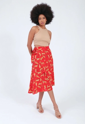 Saia Viscose Pareo Midi Estampada