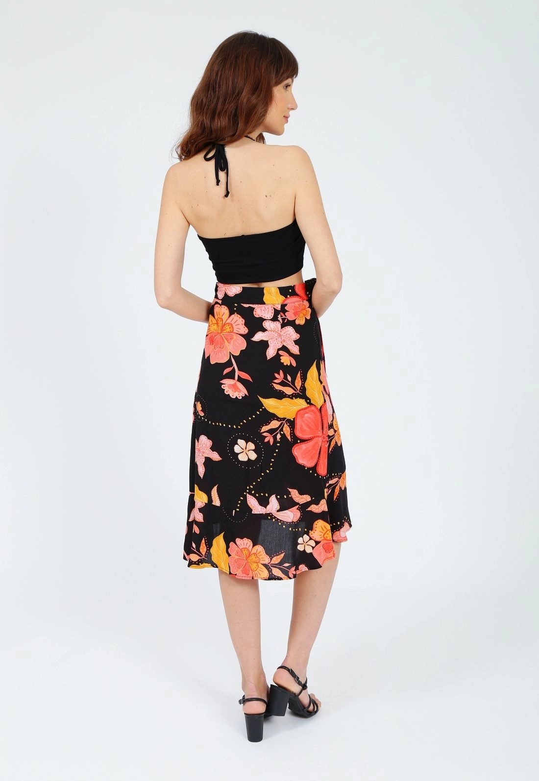 Saia Viscose Pareo Midi Estampada