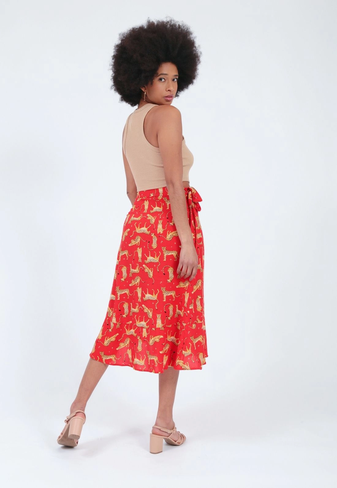 Saia Viscose Pareo Midi Estampada