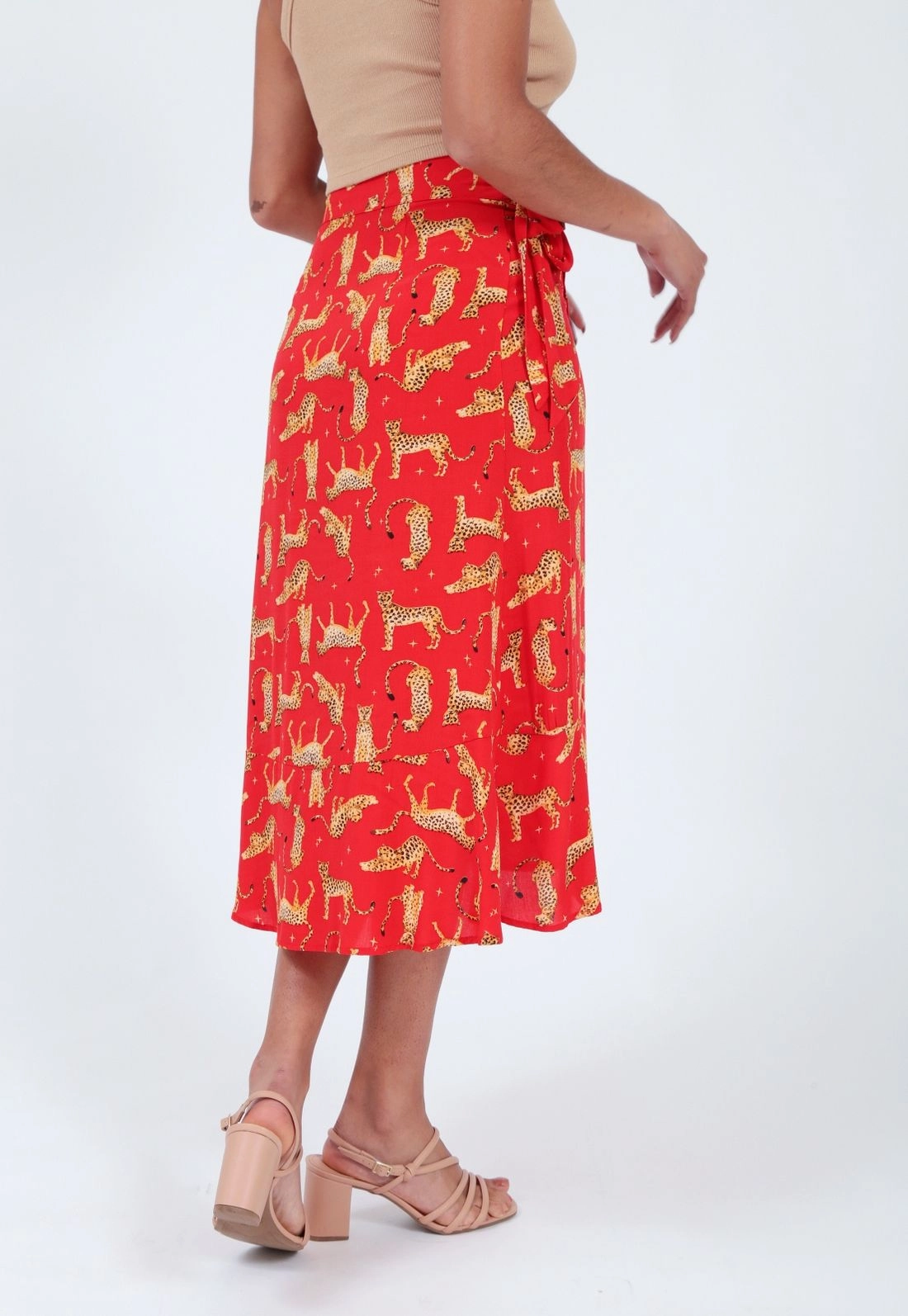 Saia Viscose Pareo Midi Estampada