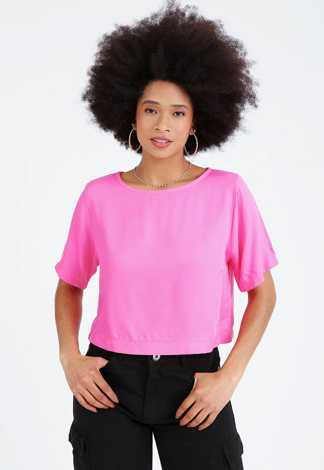 Blusa Viscose Twill Manga Curta