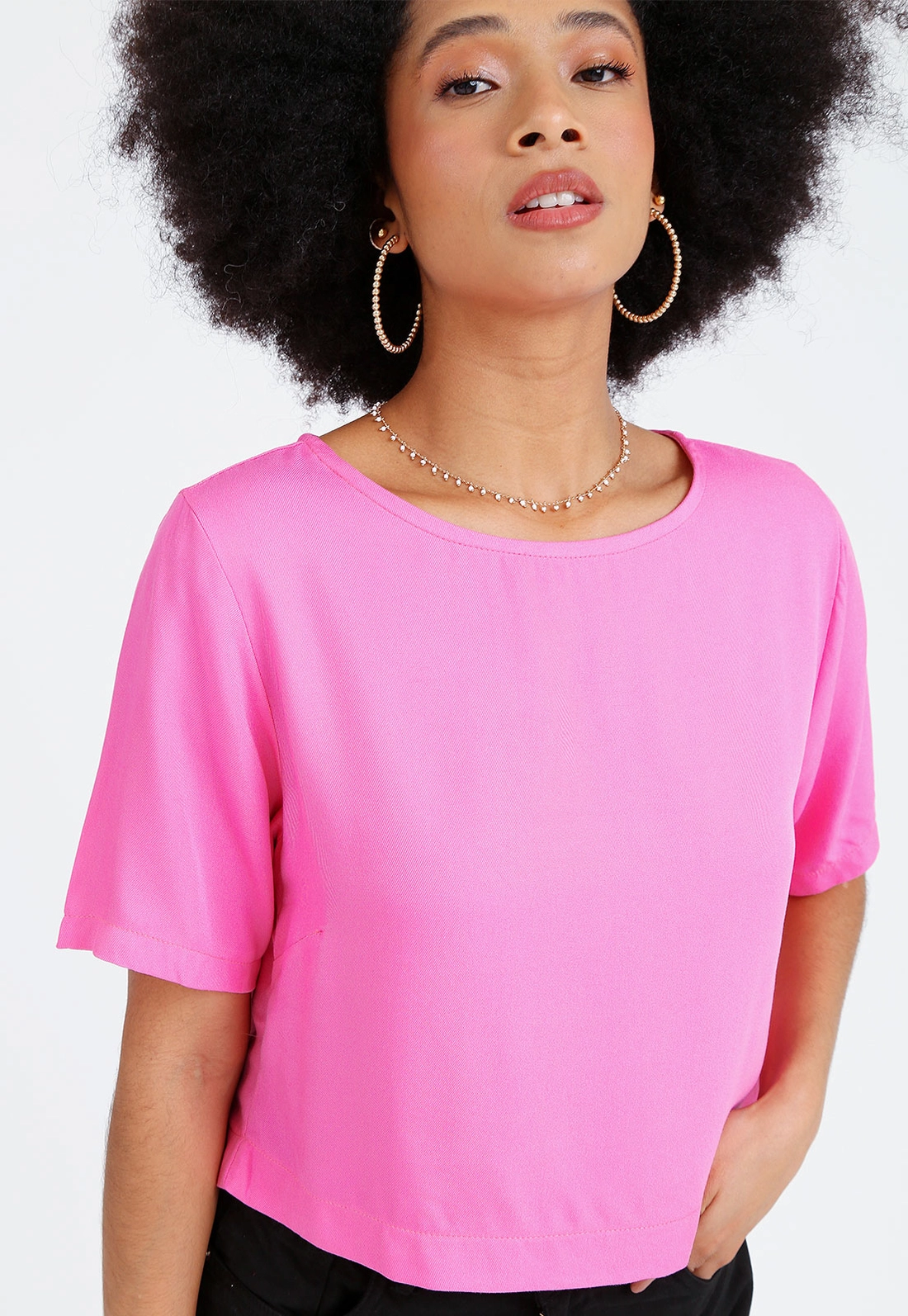 Blusa Viscose Twill Manga Curta