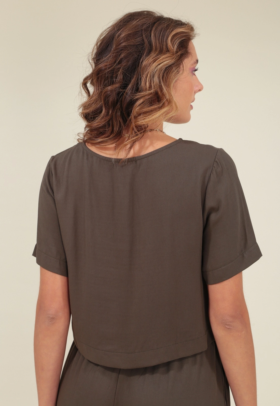 Blusa Viscose Twill Manga Curta