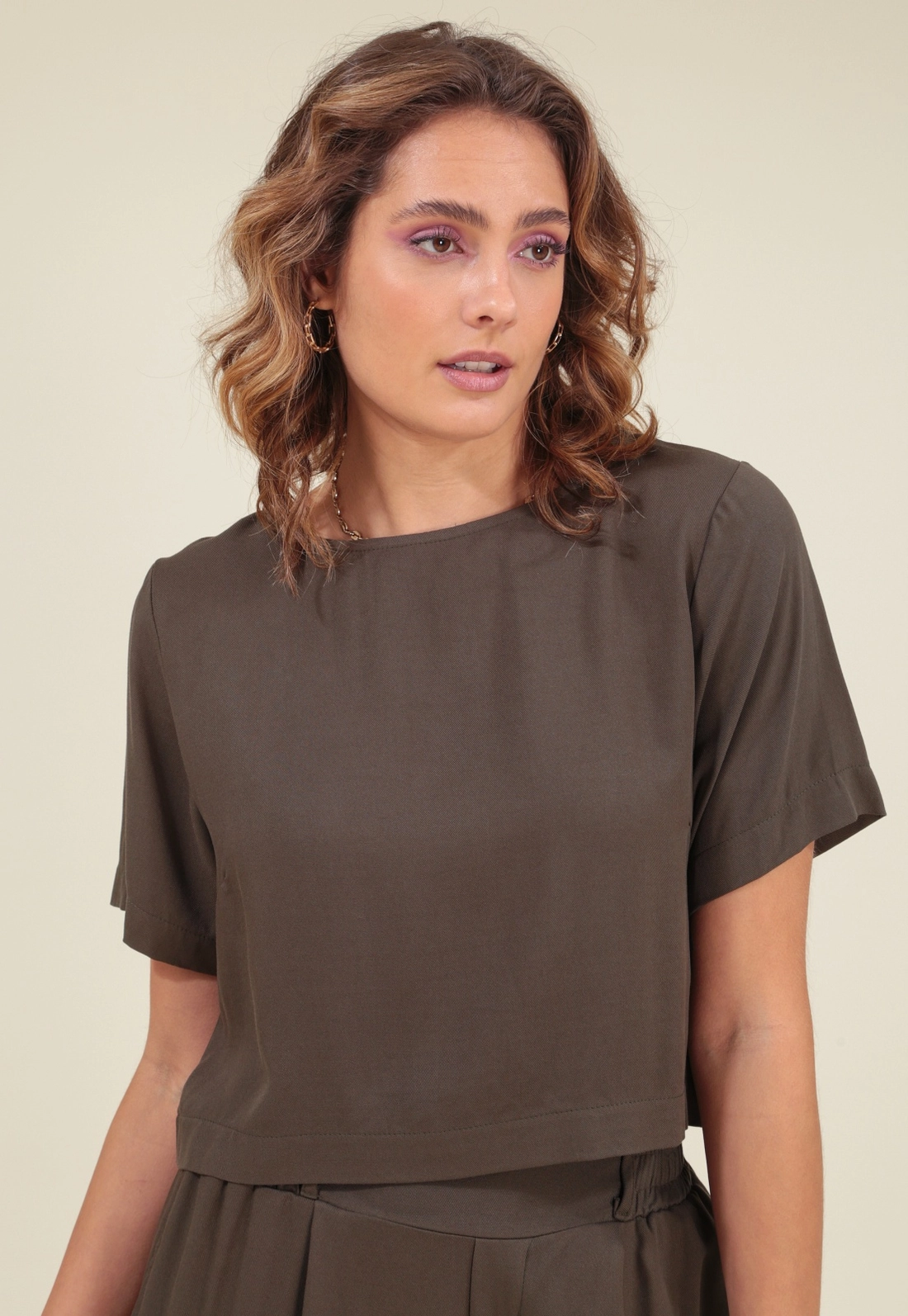 Blusa Viscose Twill Manga Curta