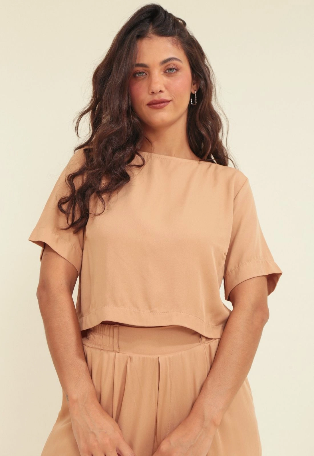 Blusa Viscose Twill Manga Curta