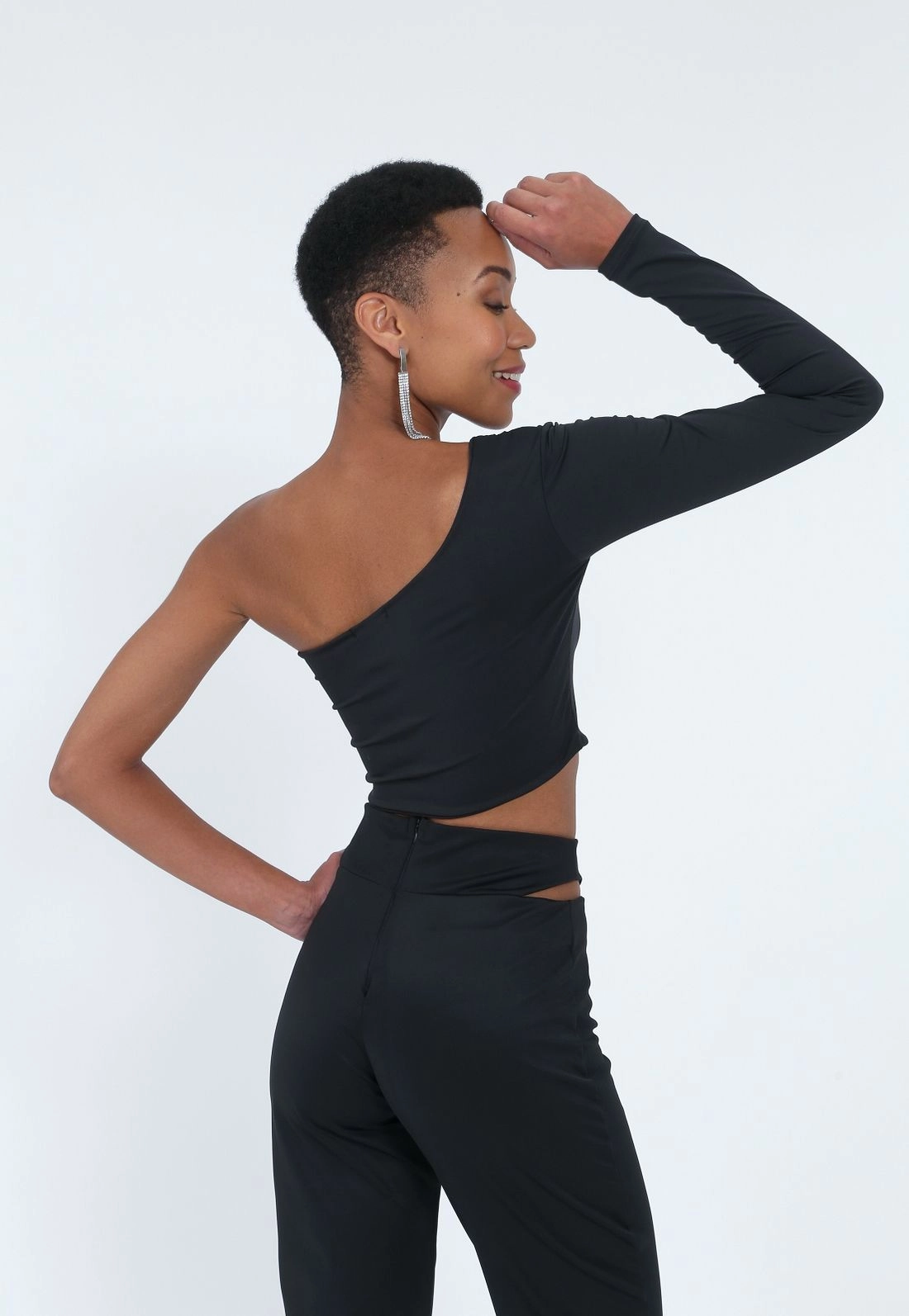Cropped Malha Jersey Ombro Só Manga Longa P