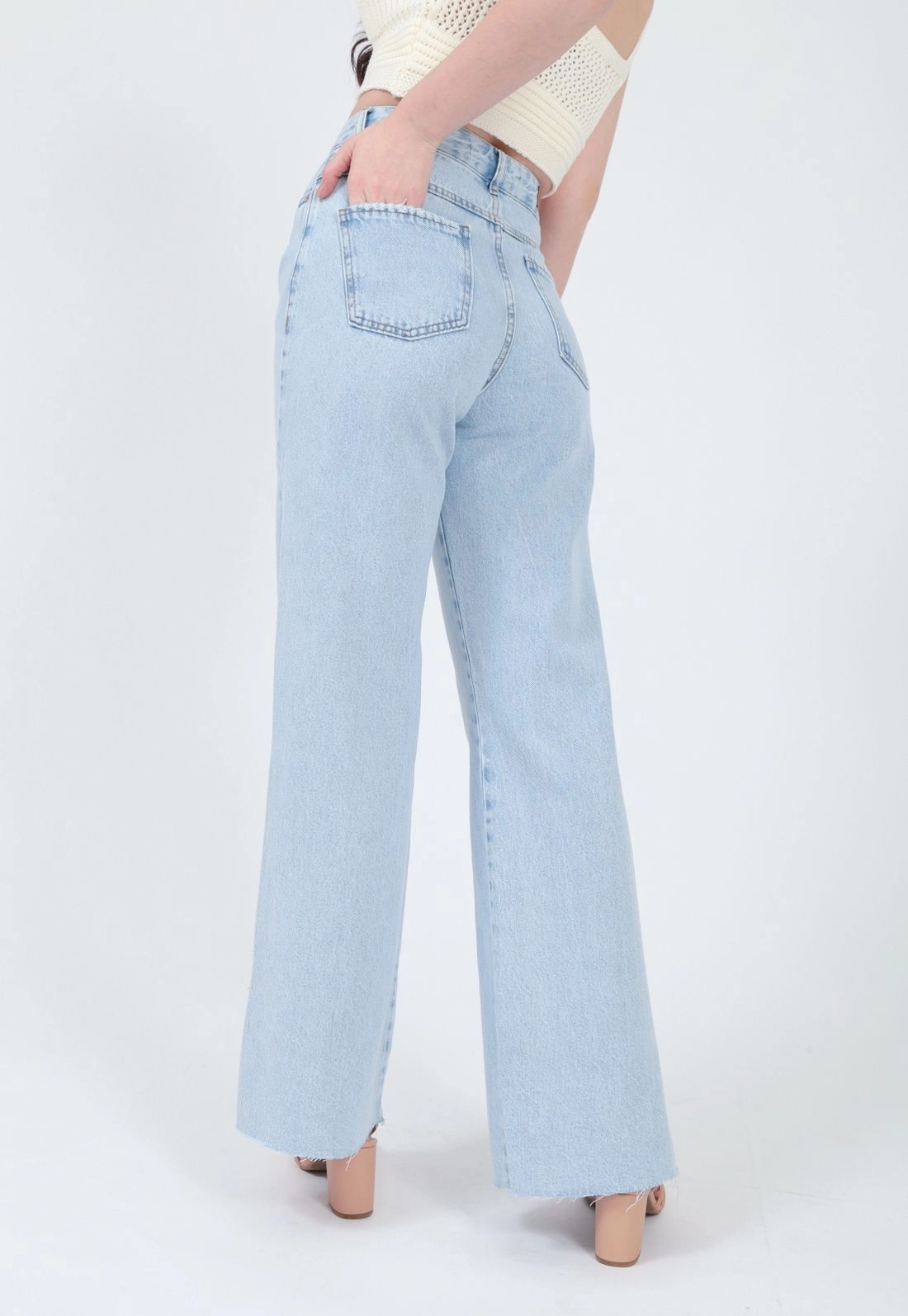 Calca Jeans Wide Leg Aberta Lateral