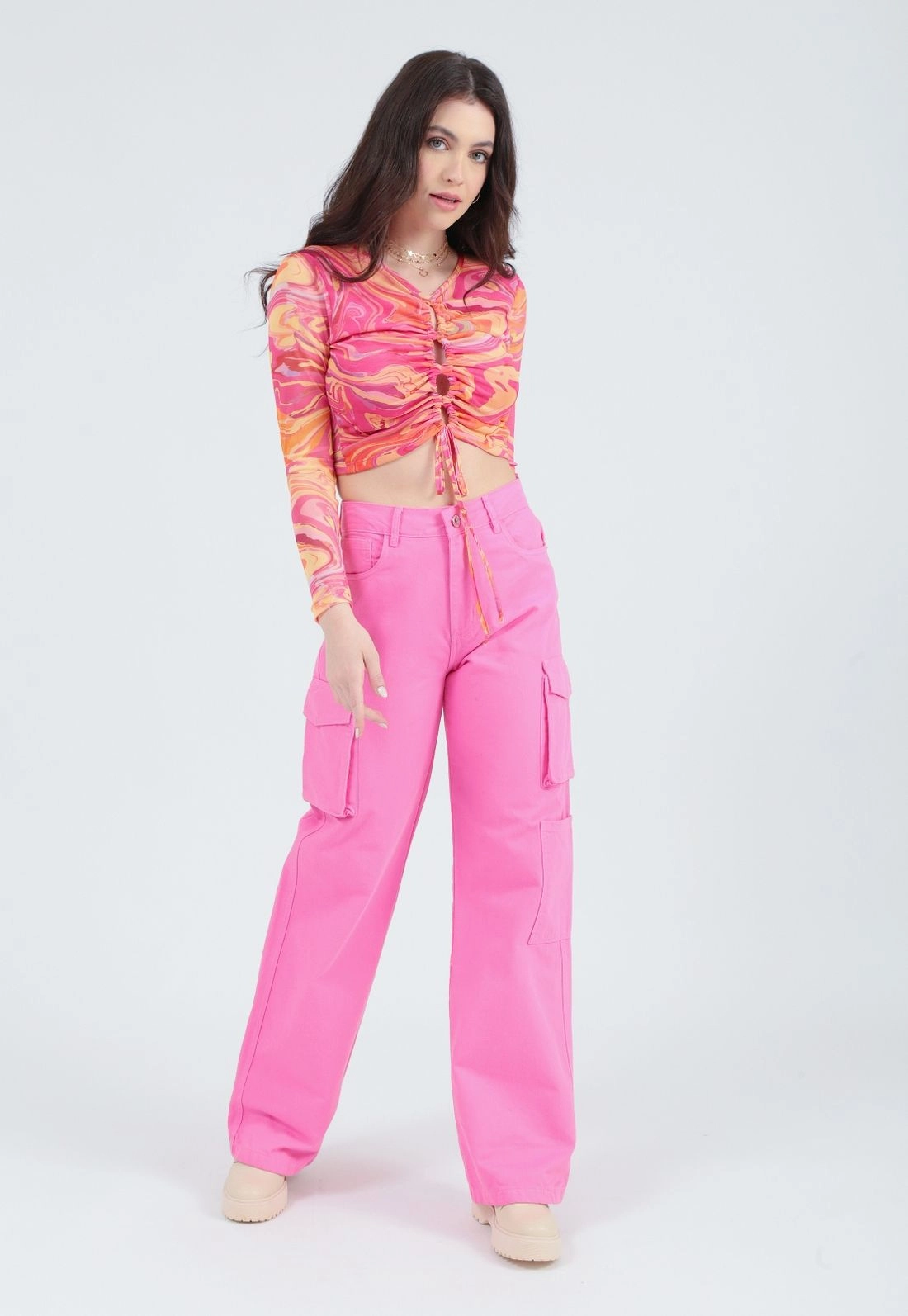 Cropped Tule Vazado Puxador