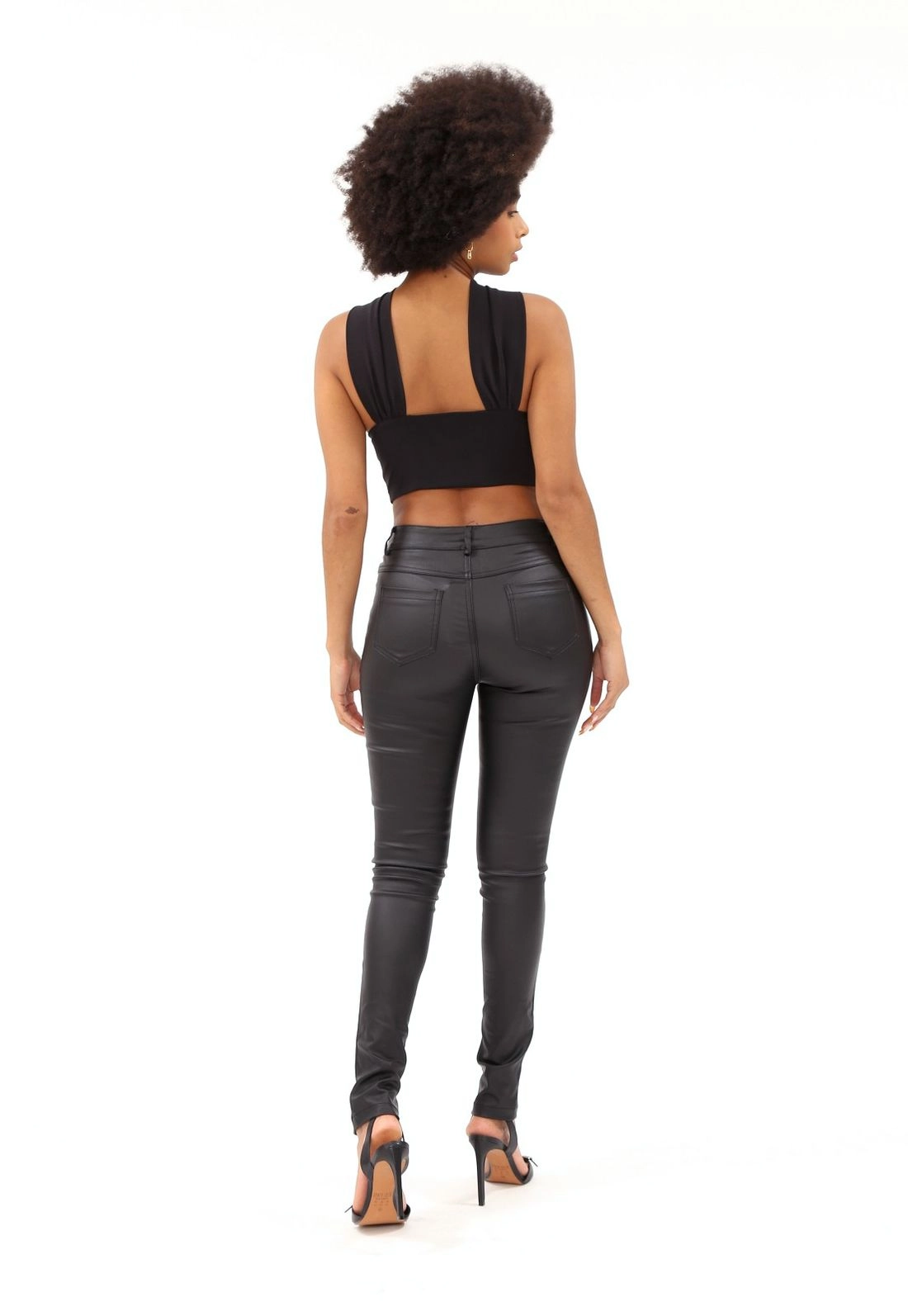 Calca Couro Ecologico Skinny Recorte Forntal g