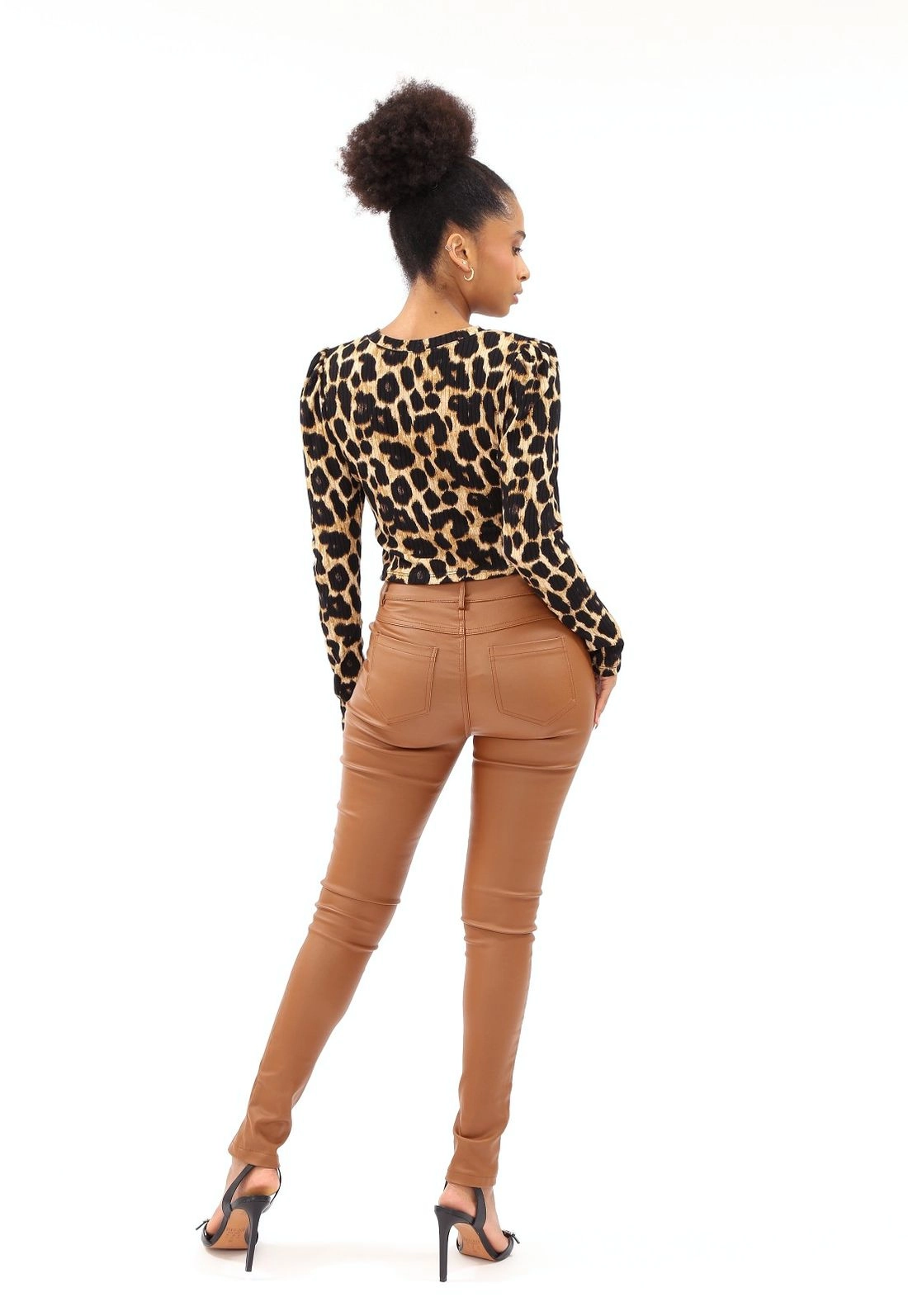 Calca Couro Ecologico Skinny Recorte Forntal g
