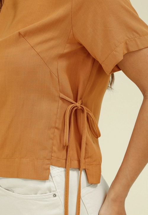 Blusa Viscolinho Manga Curta Viés