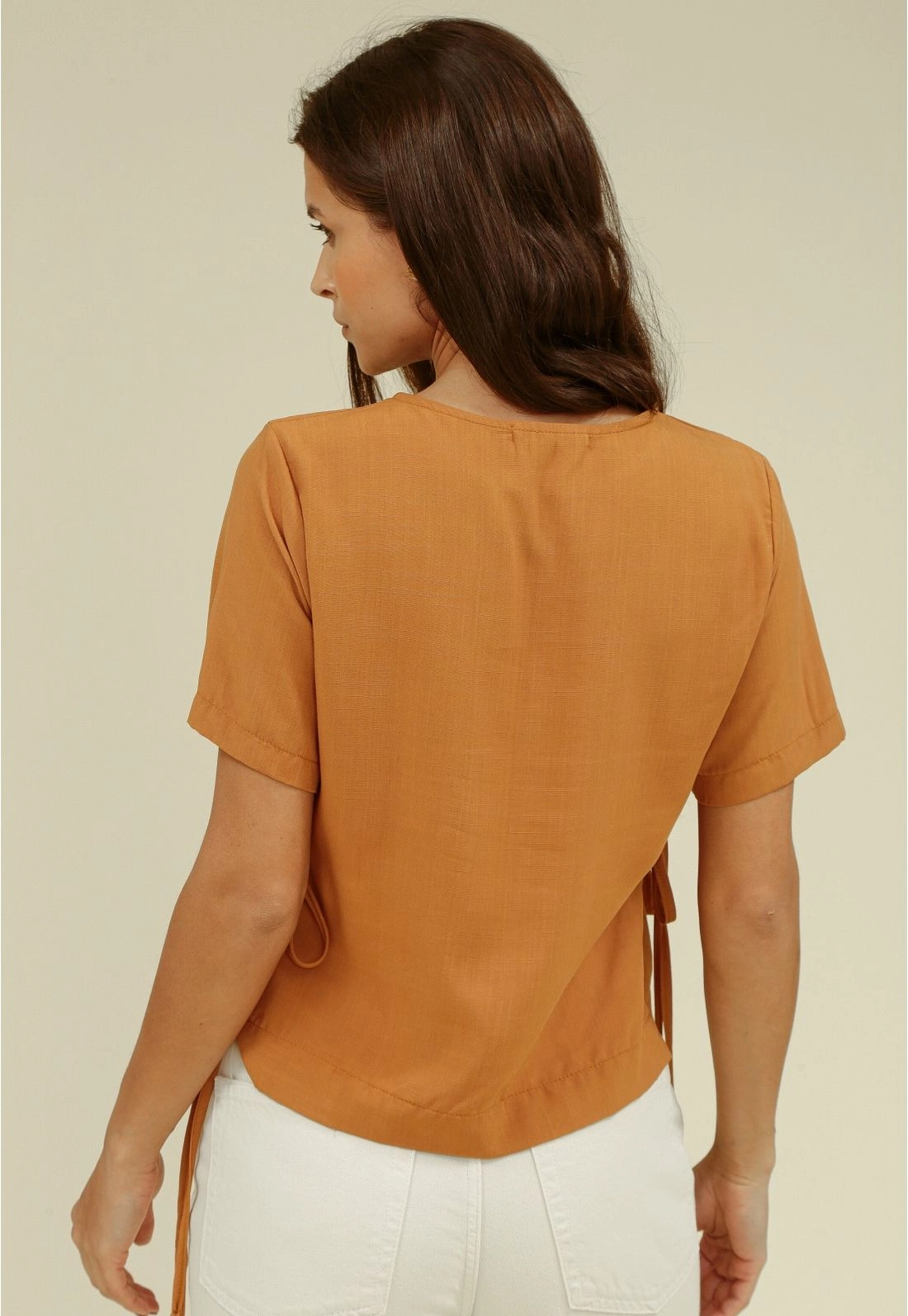 Blusa Viscolinho Manga Curta Viés