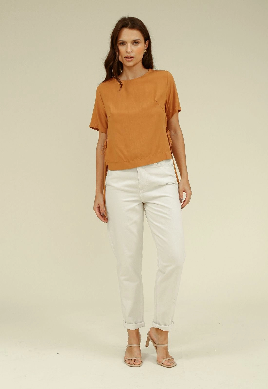 Blusa Viscolinho Manga Curta Viés