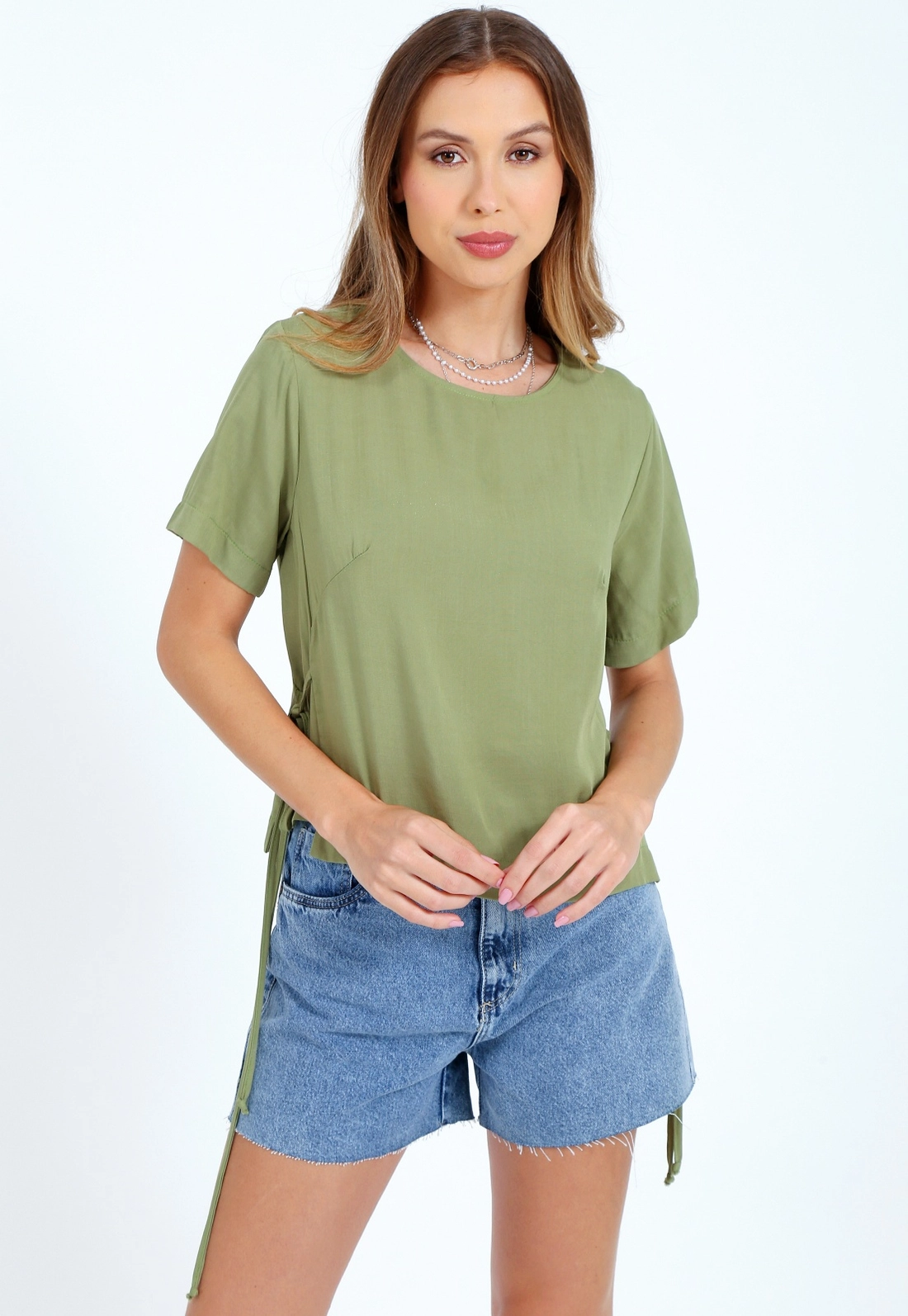 Blusa Viscolinho Manga Curta Viés