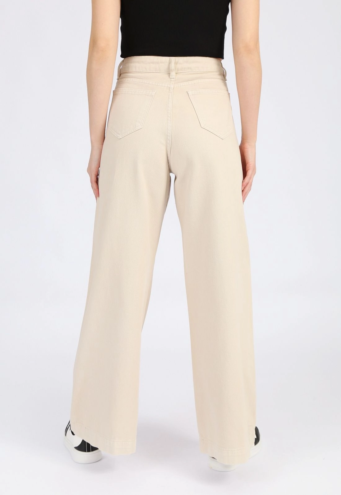 Calça Sarja Wide Leg Bolso Frontal