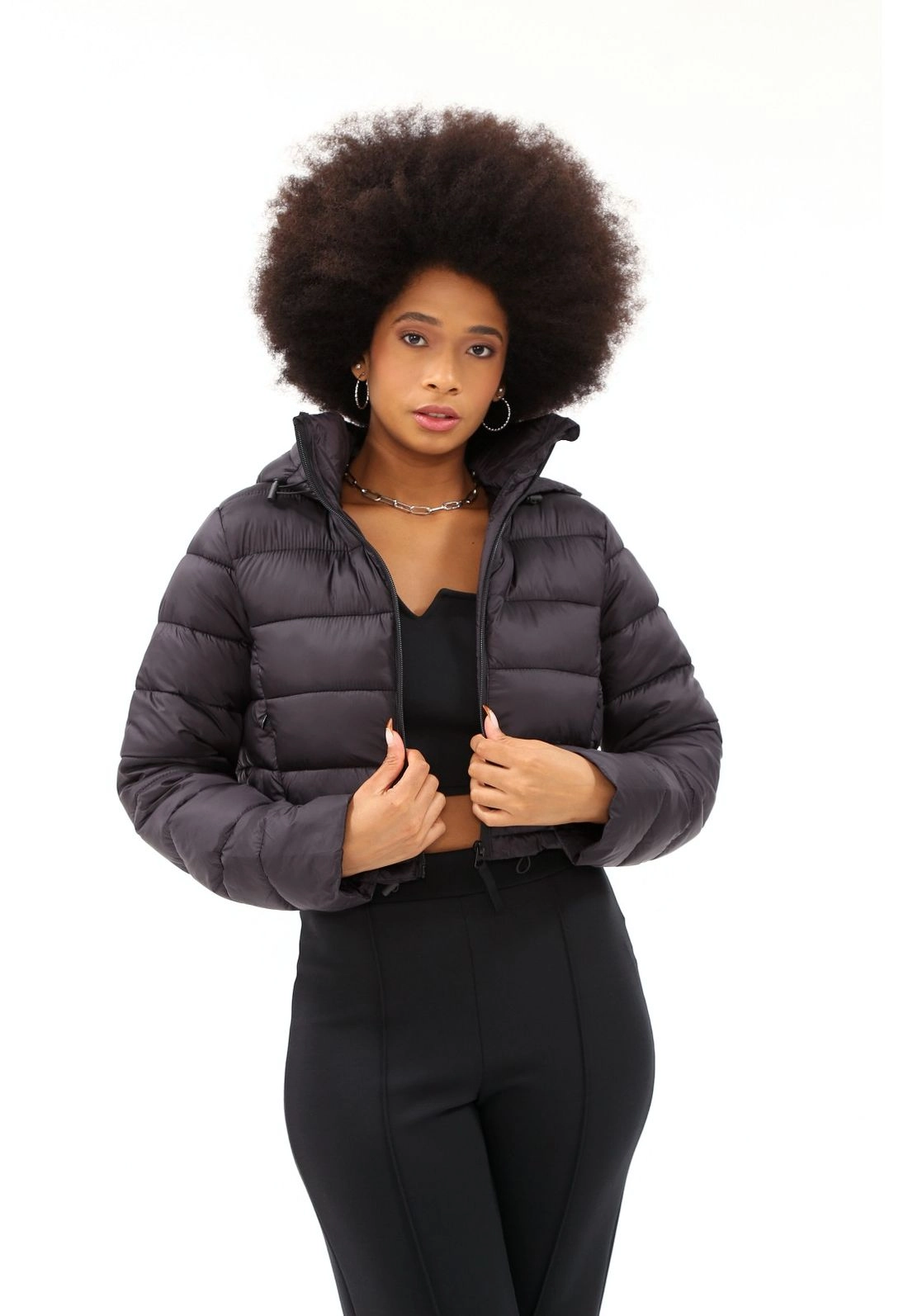 Jaqueta Nylon Matelasse Capuz