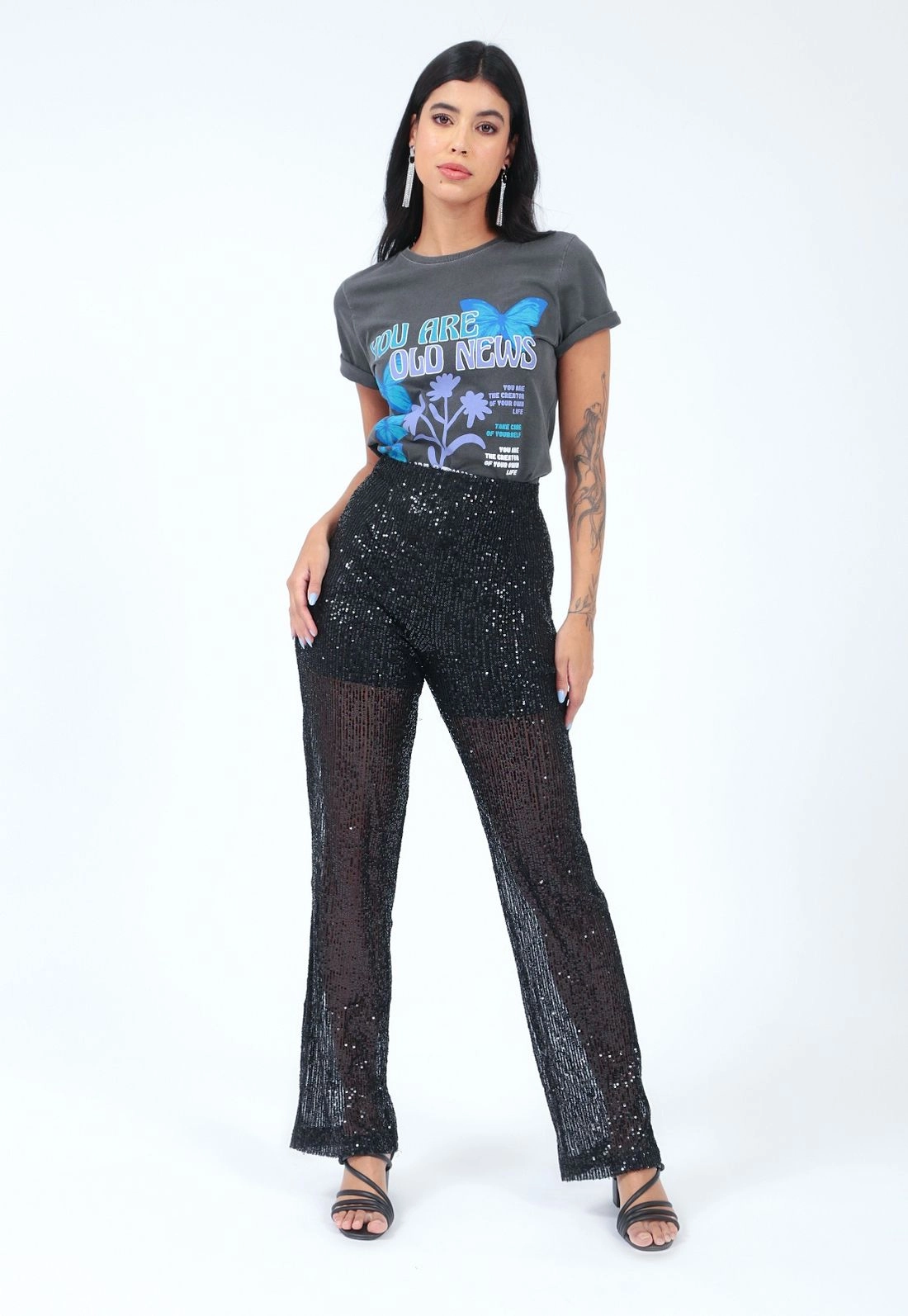 T-Shirt Malha Manga Curta Borboleta