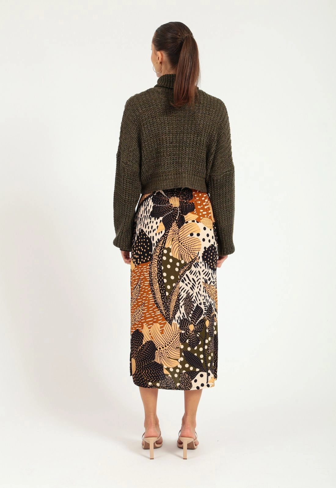 Saia Midi Estampada Maxi Floral Com Fenda