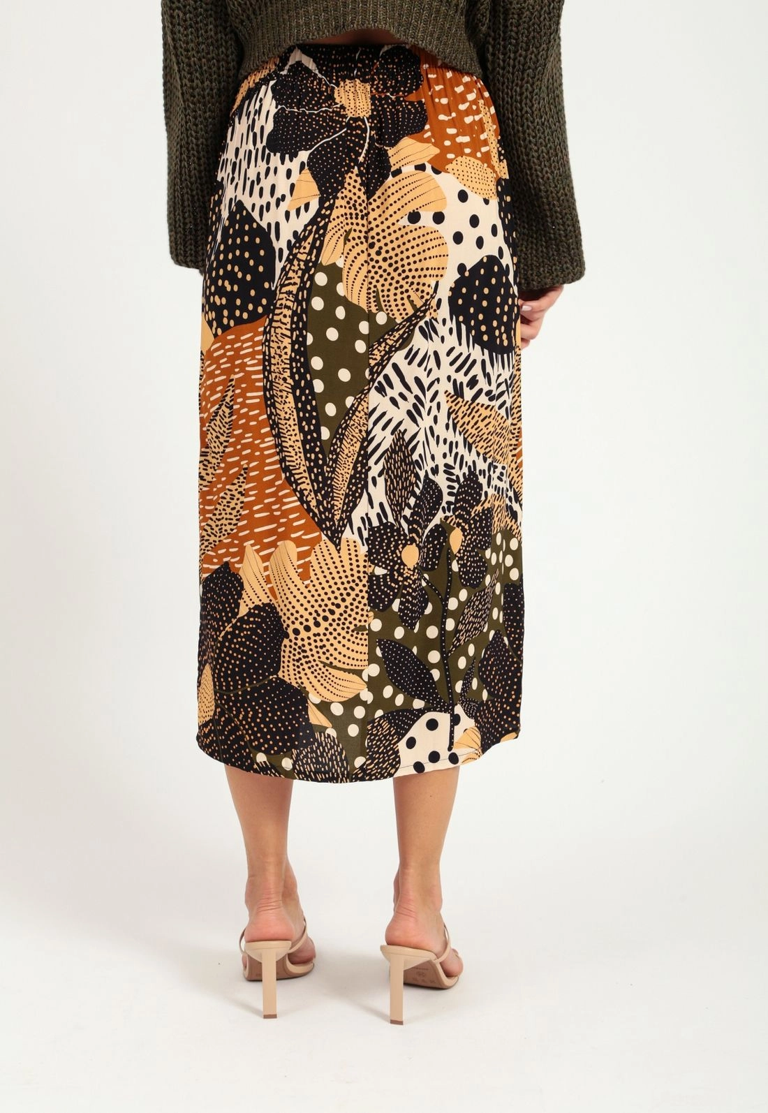Saia Midi Estampada Maxi Floral Com Fenda