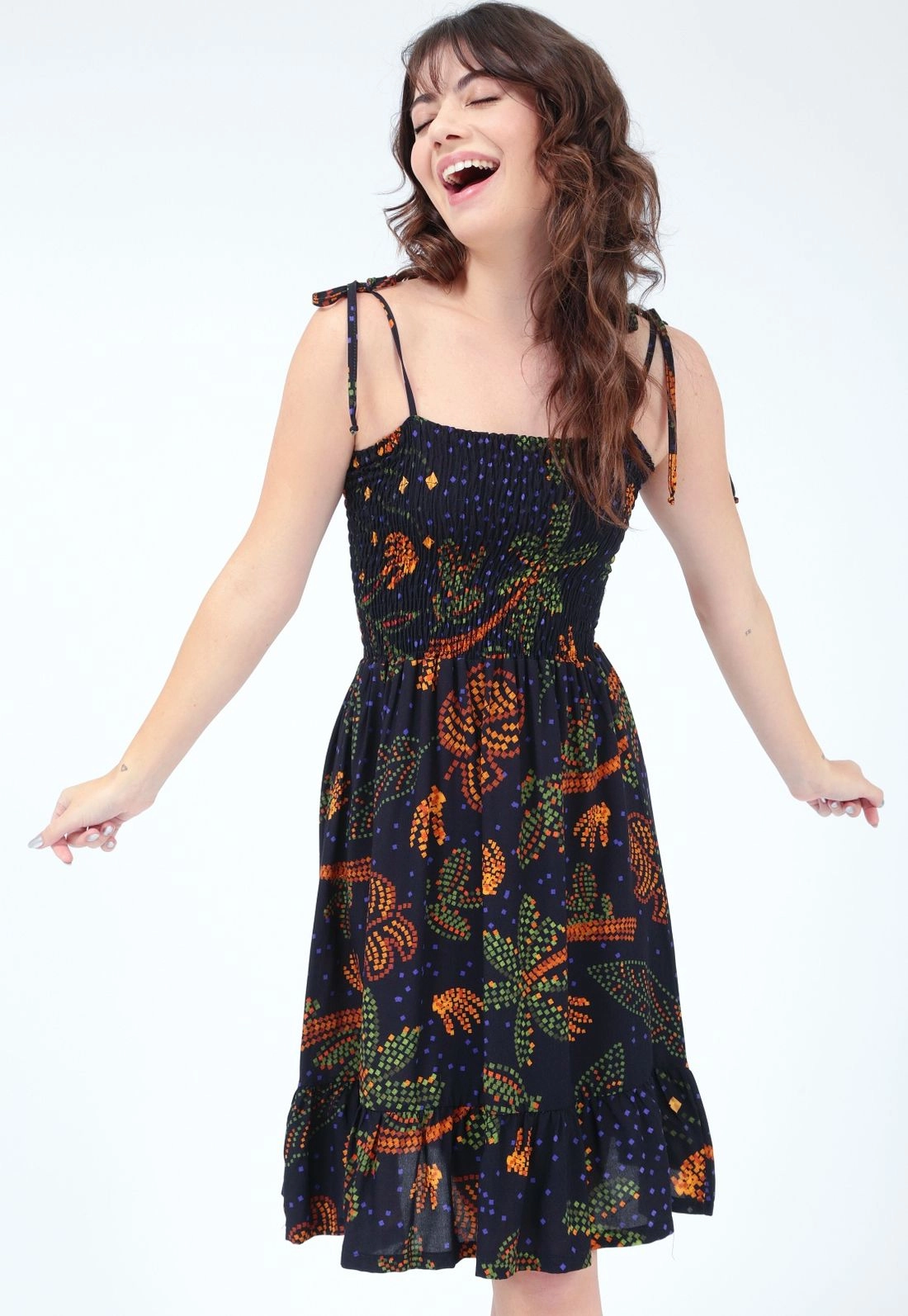 Vestido Viscose Alça Elastex Estampado
