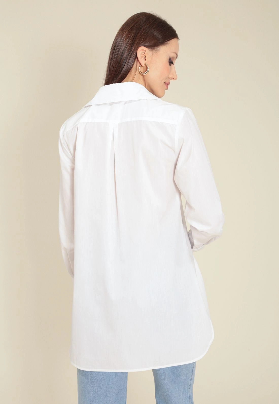 Camisa Tricoline Manga Longa Alongada