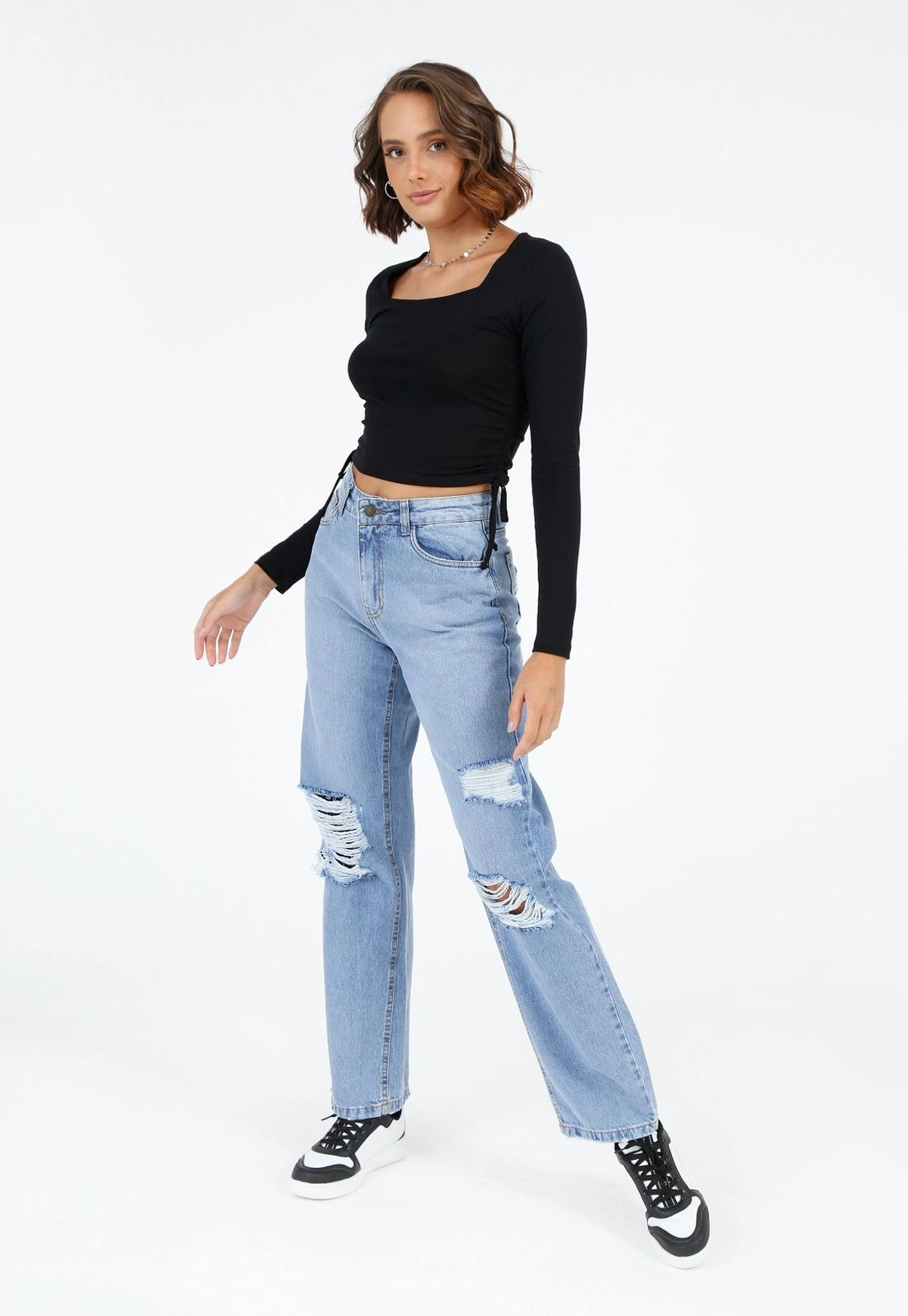 Calça Jeans Mom Destroyed