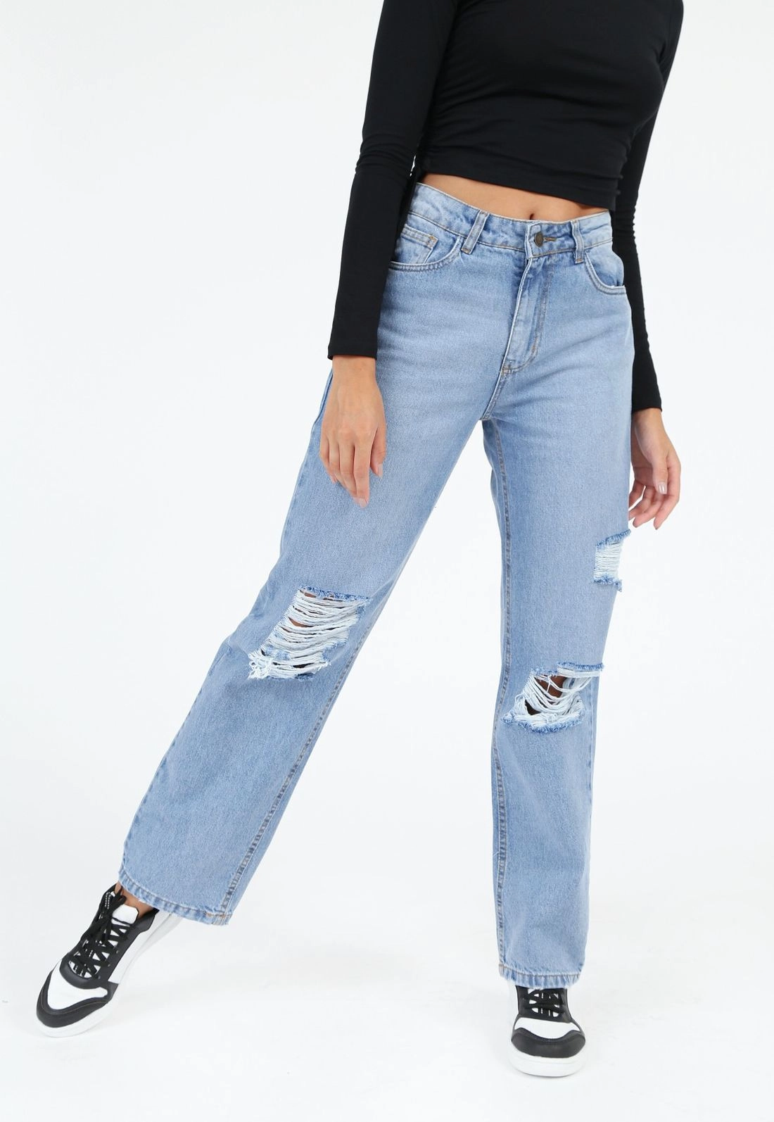 Calça Jeans Mom Destroyed