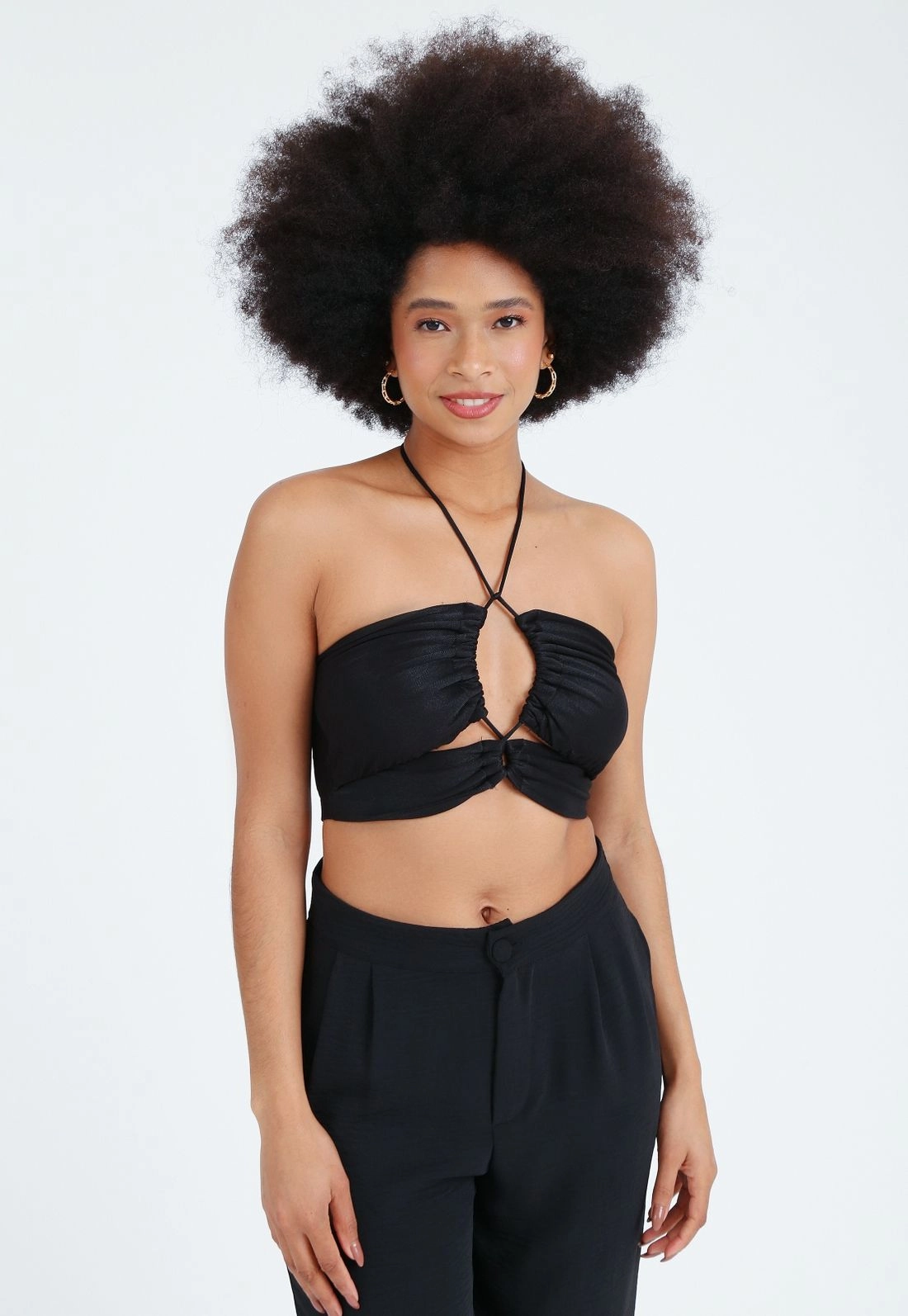 Cropped Malha Jersey Alça Frente Unica