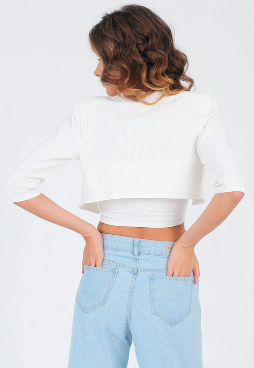Conjunto Twin Set Canelado Com Top