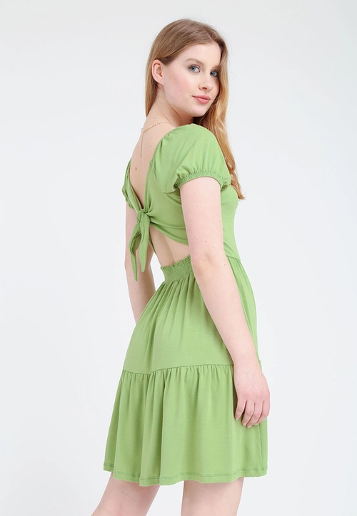 Vestido Viscolycra Manga Curta Vazado