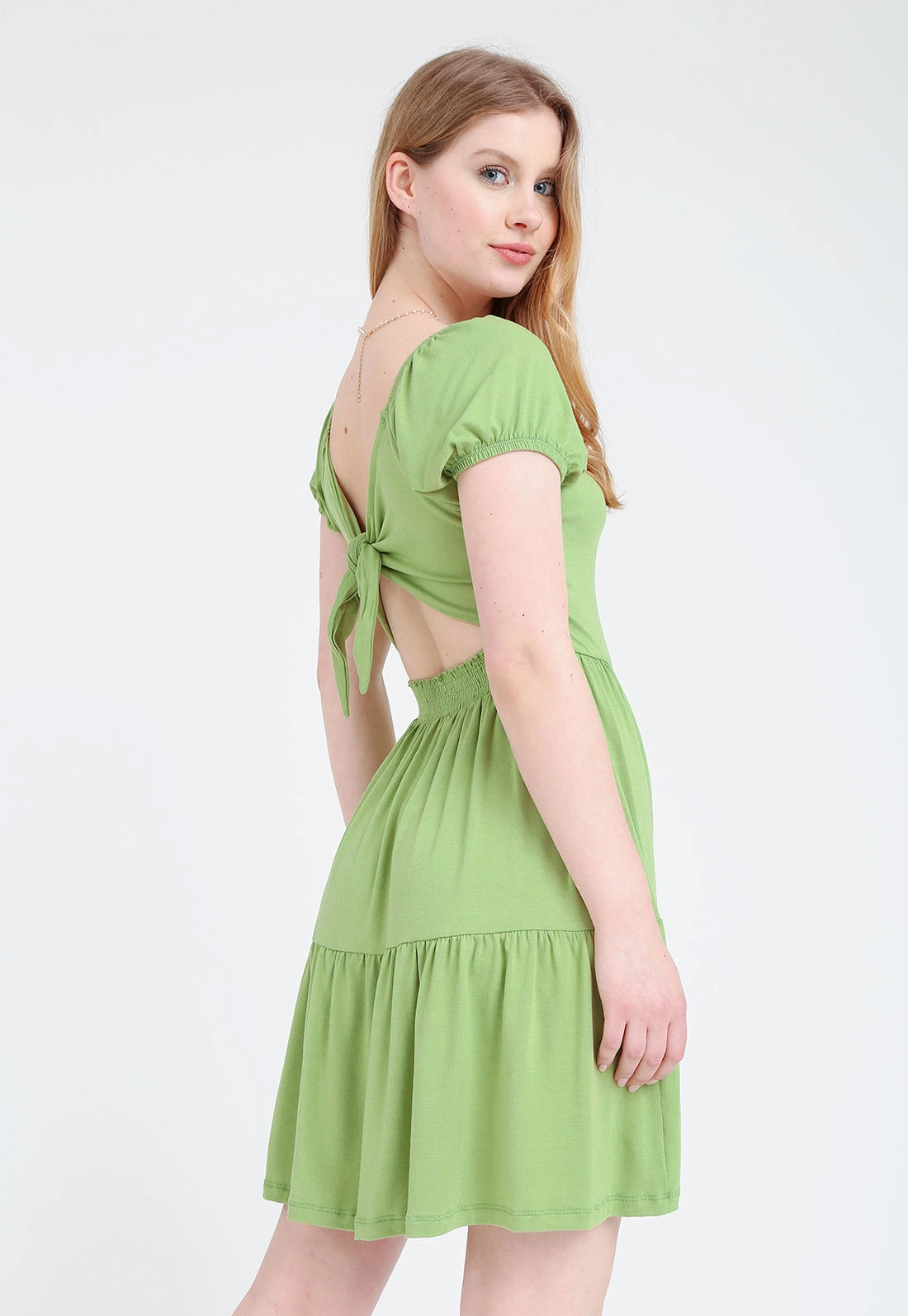 Vestido Viscolycra Manga Curta Vazado
