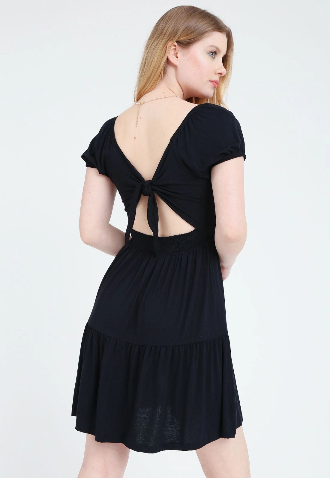 Vestido Viscolycra Manga Curta Vazado