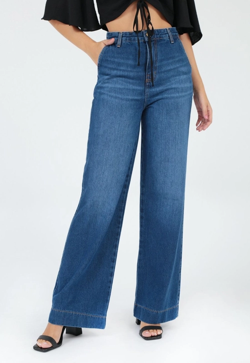 Calça Jeans Wide Leg Escura