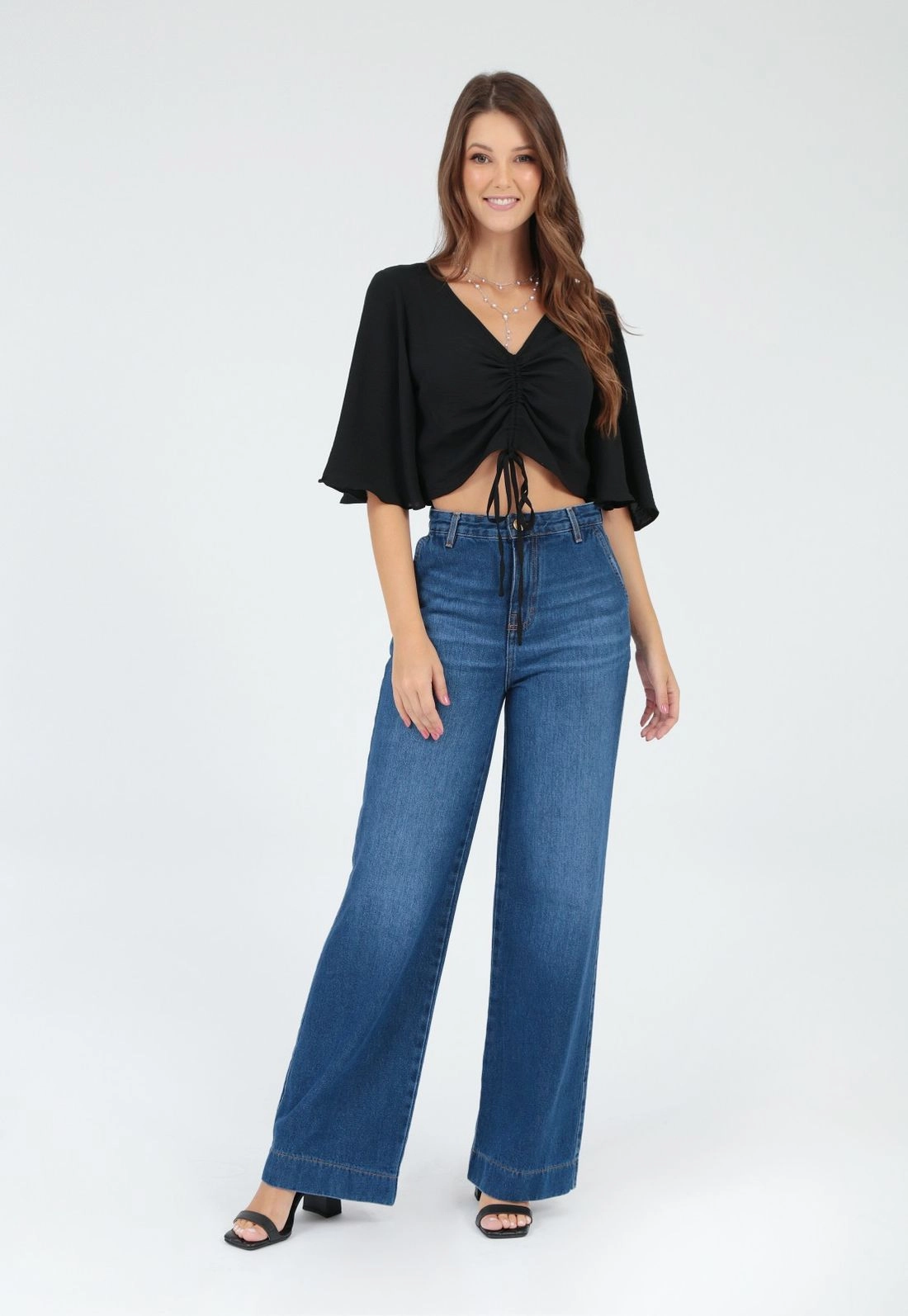 Calça Jeans Wide Leg Escura